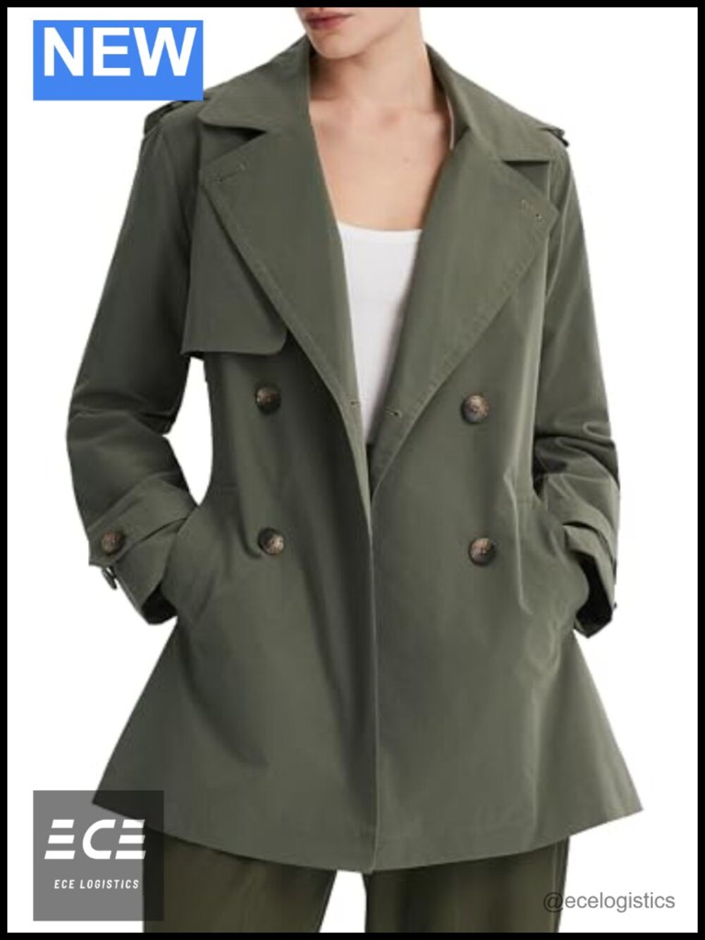 Women's Hooded Trench Coat Mid-Length Double Breasted Belted